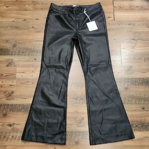 NEW Pistola Kinsley Mid Rise Ultra Flare Boho Faux Leather 30 Edgy Mobwife Dark